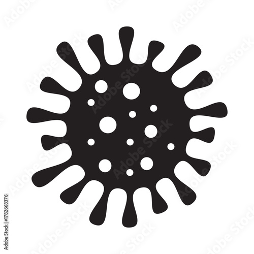Coronavirus Icon Graphic Illustration Vector Microbe Symbol Black and White Outbreak Medical Health Research Virus