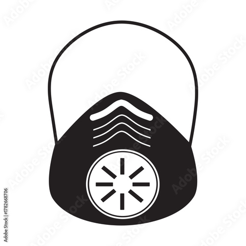 Black respirator mask icon health safety symbol protection equipment for clean air illustration medical pandemic vector