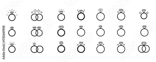 Explore our curated selection of elegant engagement ring icons perfect for wedding planning websites and jewelry store promotions today