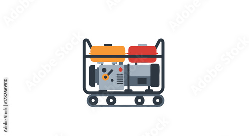 Portable Generator with Orange and Red Fuel Tanks.