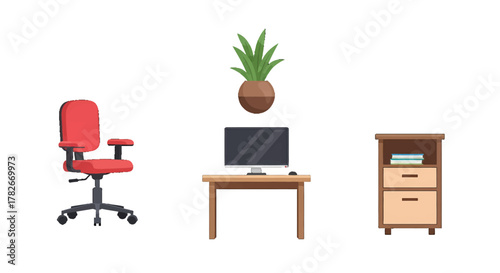 Red Office Chair with Armrests and Wheels Ergonomic Design Comfortable Seating.