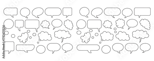 Dynamic collection of speech bubble outlines ready for your creative projects, perfect for adding dialogue and communication elements to designs