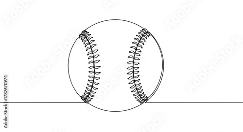 Outline of a baseball with stitching details on white background  