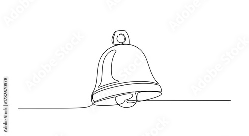 Simple line drawing of a bell in minimalist style on white background  