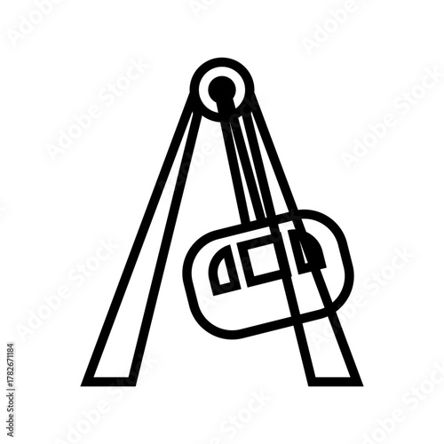 Pendulum Ride Icon Black Outlined