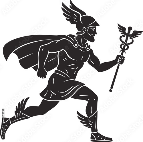 Illustration of Hermes, Greek God of Messenger