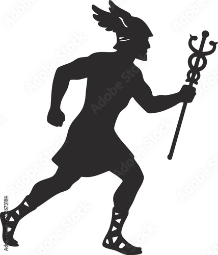 Illustration of Hermes, Greek God of Messenger