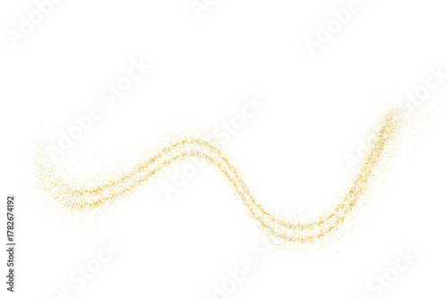 Abstract Shiny Gold Glitter Wave design element. Isolated PNG Design Element. Merry Christmas and Happy New Year Decoration.Transparent Background. For invitation and greeting card Bg