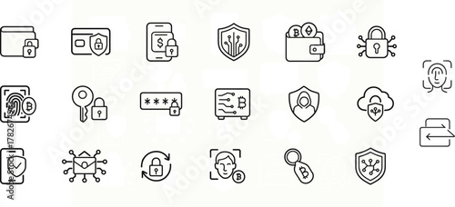 Cybersecurity and Data Protection Line Icons Collection