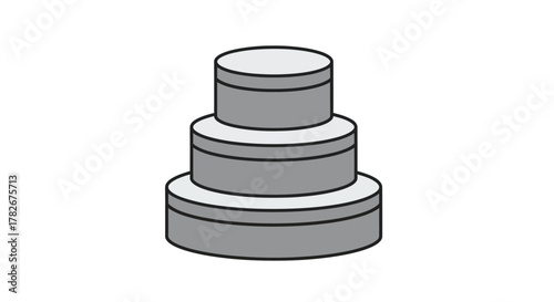 Simple illustration of stacked gray cylinders with dark outlines presented clearly