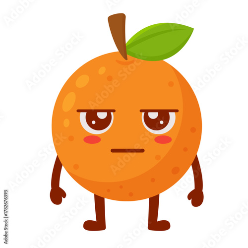 Grumpy Orange Cartoon Character with Arms and Legs Flat Illustration