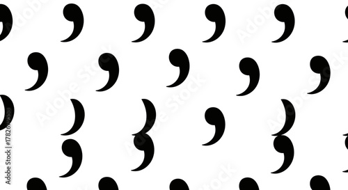 Symmetrical pattern of black comma shapes on a white background.