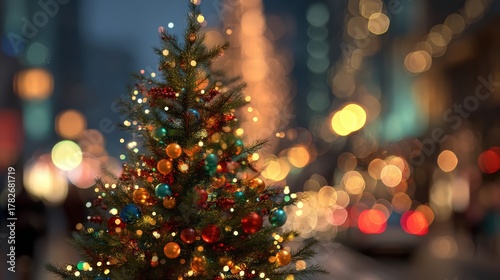 A Christmas tree with many ornaments on it