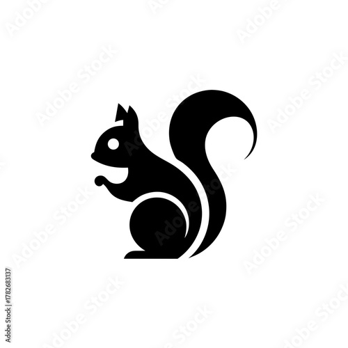 Silhouette of a squirrel with a bushy tail design on transparent background