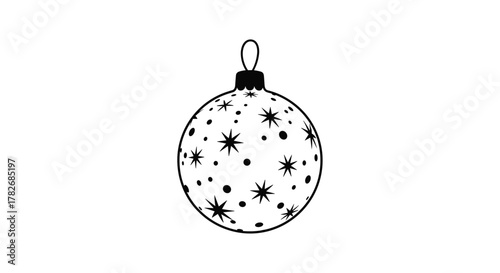 A festive bauble adorned with stars and dots to decorate your Christmas tree.