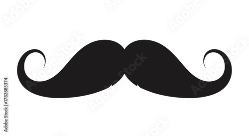 A classic black mustache icon for facial hair styles and gentlemen's grooming purposes.