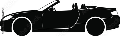 Side view of a convertible car isolated on white background, highlighting its opentop design and sporty appeal for leisure driving