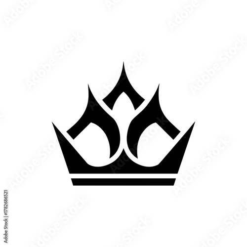 Illustration of a stylized black crown on white background on transparent background