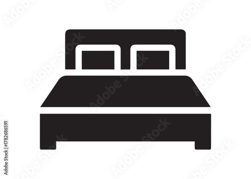 Double bed icon, Double bed solid vector