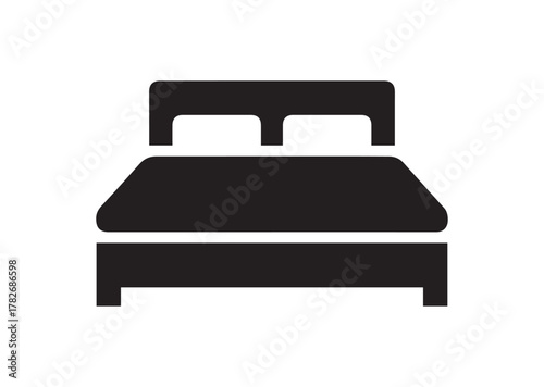 Double bed icon, Double bed solid vector