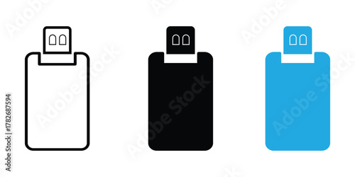 Pendrive Icon. USB Flash Drive and Data Storage Vector on White