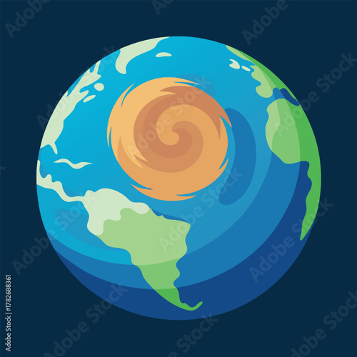 Stylized Earth with Hurricane Swirl planet globe