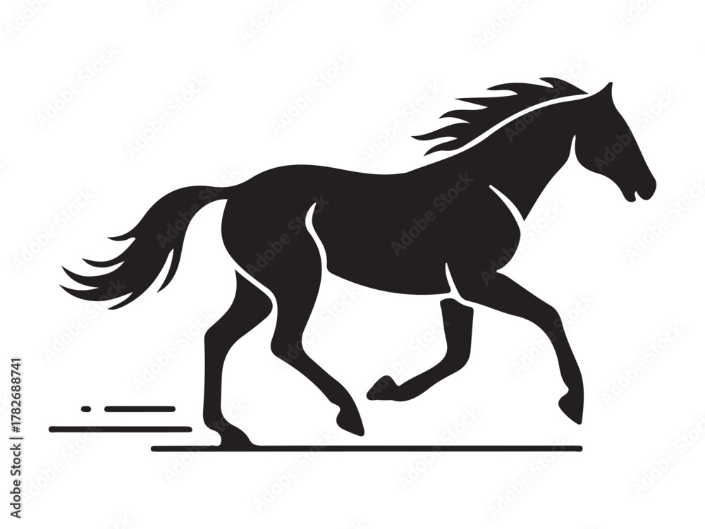 Obraz premium Silhouette of running horse vector illustrations isolated on white background.