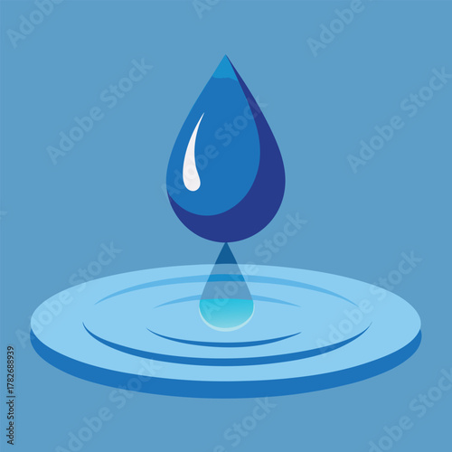 Water drop falling into a circular pool of water liquid