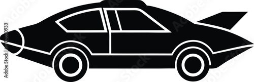 Futuristic Car Silhouette: Sleek Vehicle Icon for Automotive Concepts and Transportation Design Projects Ideal for Logos and Emblems