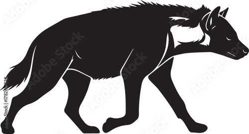 Silhouette of a spotted hyena walking profile view majestic african wildlife creature