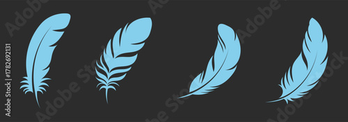 Feather editable stroke icon isolated on white background flat vector illustration. Feather silhouette vector set icon image, simple and minimalist icon design