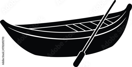 Simple Boat Vector Illustration with Paddle on Transparent Backdrop Aquatic Transportation and Nautical Vessel Icon Isolated