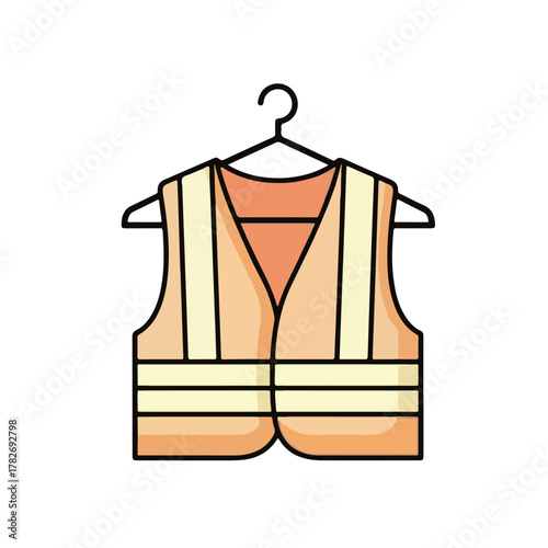 Safety Vest on Hanger Ready for Work - Symbol of Preparedness and Compliance