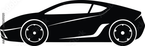 Black Silhouette Car Sport Vehicle Automobile Transport Road Drive Race Luxury Power Engine Motor Wheel Side View