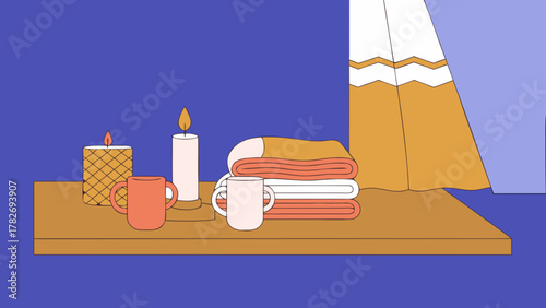 Cozy Morning Scene with Sleeping Cat and Coffee