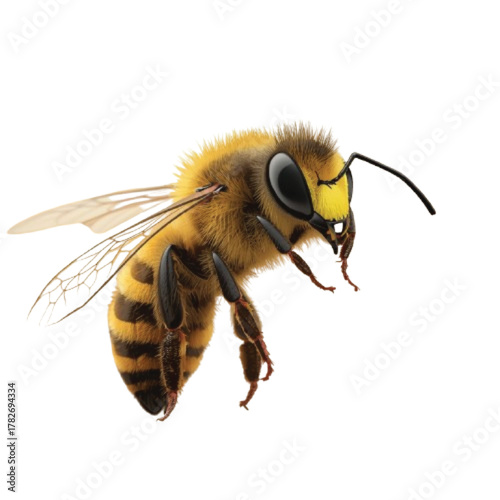 Honey Bee with Wings Spread PNG