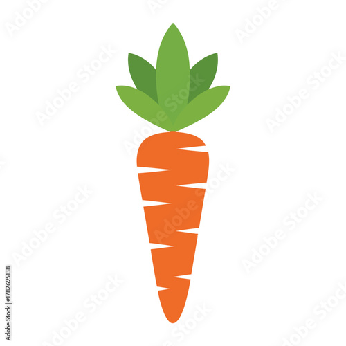 A simple illustration of a vibrant orange carrot with green leaves