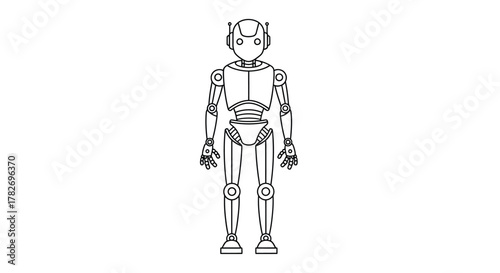 Simple line drawing of a humanoid robot standing in a neutral pose