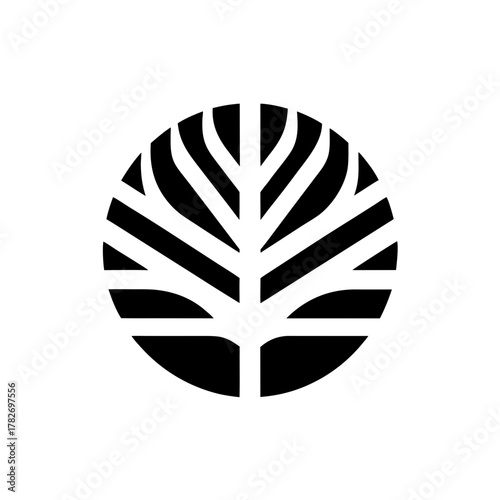 Abstract tree in circle design on transparent background silhouette