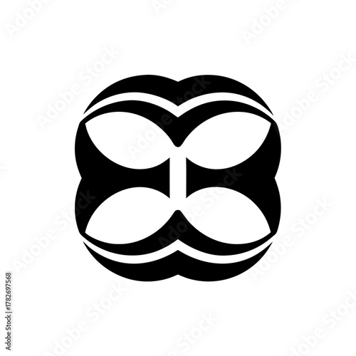 Abstract symmetrical black design on transparent background silhouette