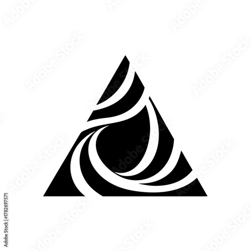 Abstract triangle swirl design art on transparent background silhouette