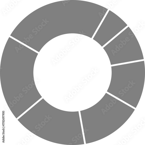 Donut-shaped segments distribute data evenly around a central circular structure.