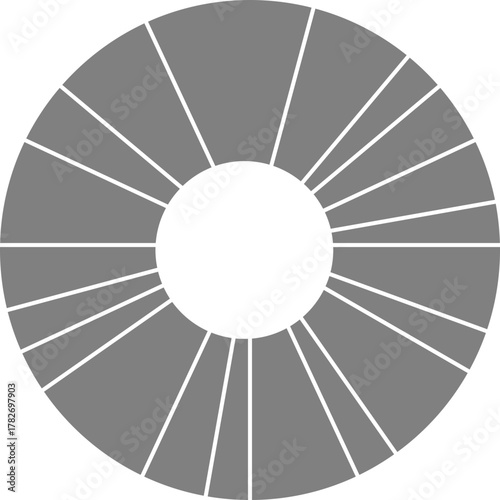Segmented slices form a complete circular arrangement illustrating divided data composition.