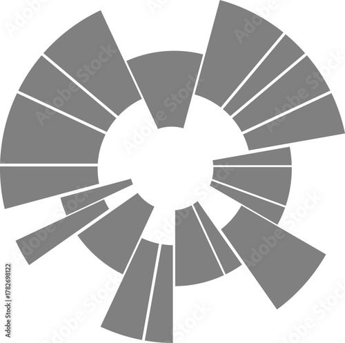 Donut-shaped chart arranges data through radial segmentation forming a complete circular pattern.