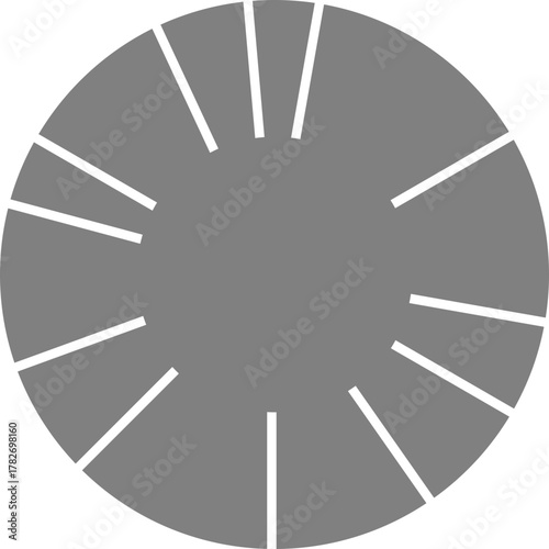 Segmented donut configuration constructs circular divisions arranged with radial proportionality.