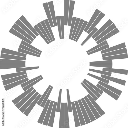 Radial wheel infographic divides circular composition into clearly defined segments representing structured data.