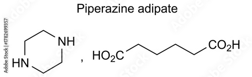 Piperazine adipate, chemical structure of piperazine adipate, drug substance