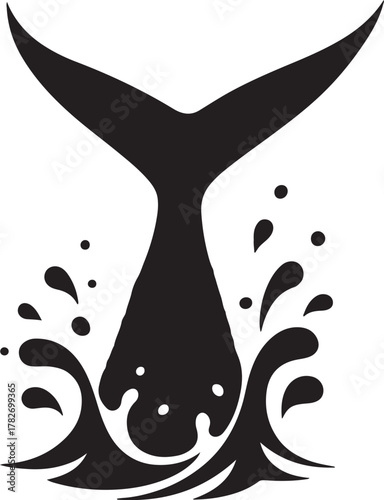 Mahi Dolphinfish Tail Fin with Water Splash Silhouette vector