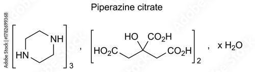 Piperazine citrate, chemical structure of piperazine citrate, drug substance