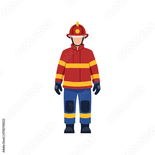 Brave Firefighter in Action Vector Illustration